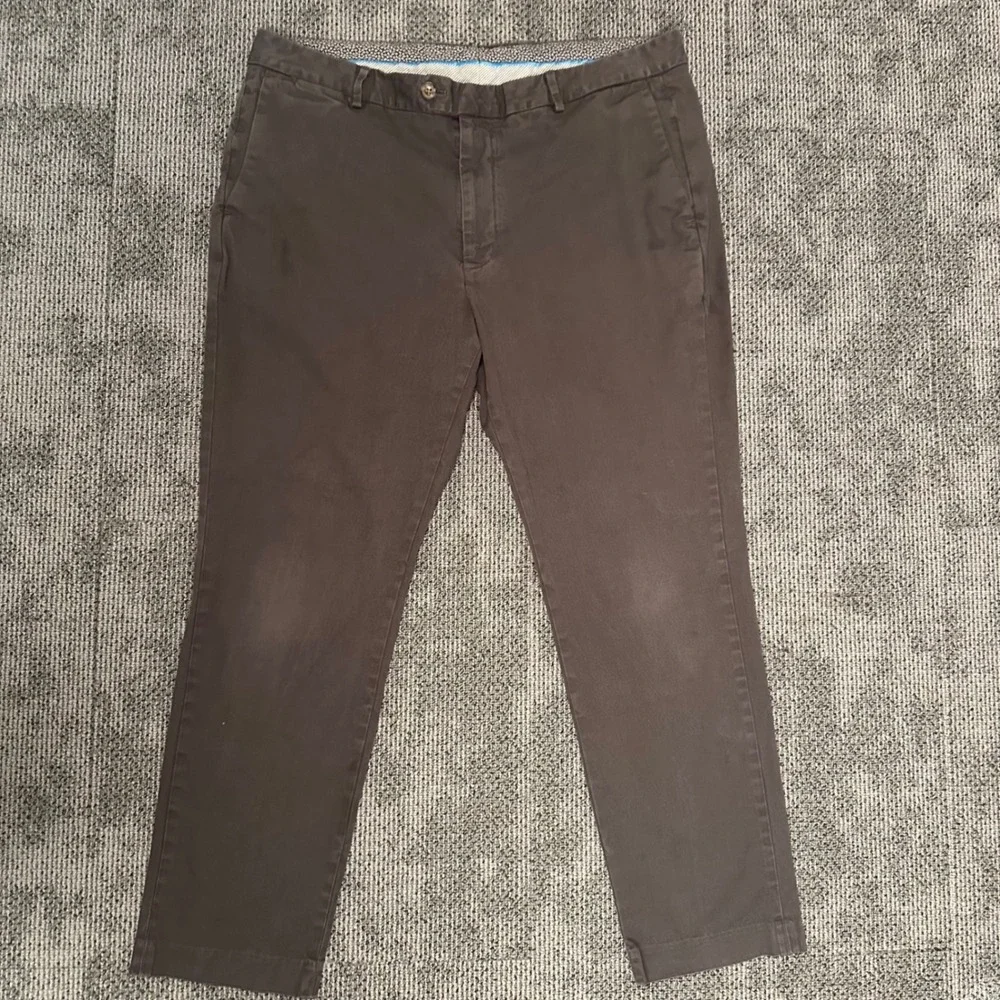 Bonobos Mens Chino Pants 38x30 Brown Flat Front Cotton Trousers Casual Dress